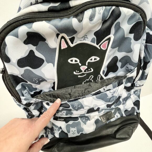 RIPNDIP Lord Nermal Blizzard Camo Backpack Used School Skateboard Streetwear SEE main image 5
